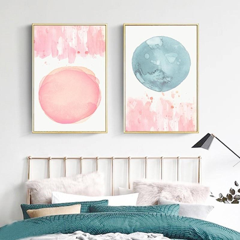 Wall Painting For Bedrooms
 Colorful Warm Cosy Bedroom Wall Art Shades Pink Blue