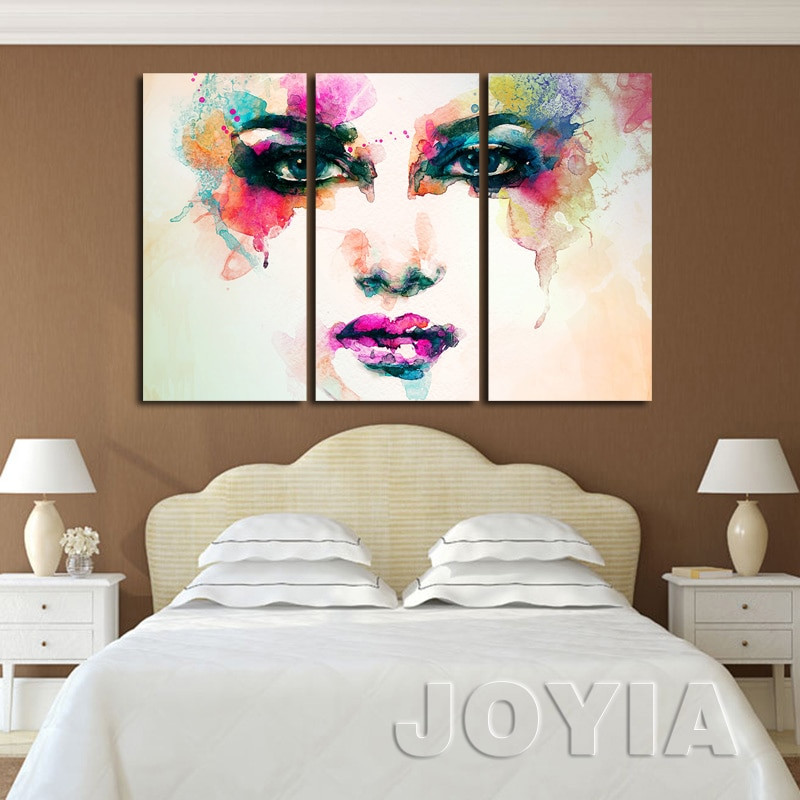 Wall Painting For Bedrooms
 Triptych Pop Art Painting Canvas Abstract Figure Paintings