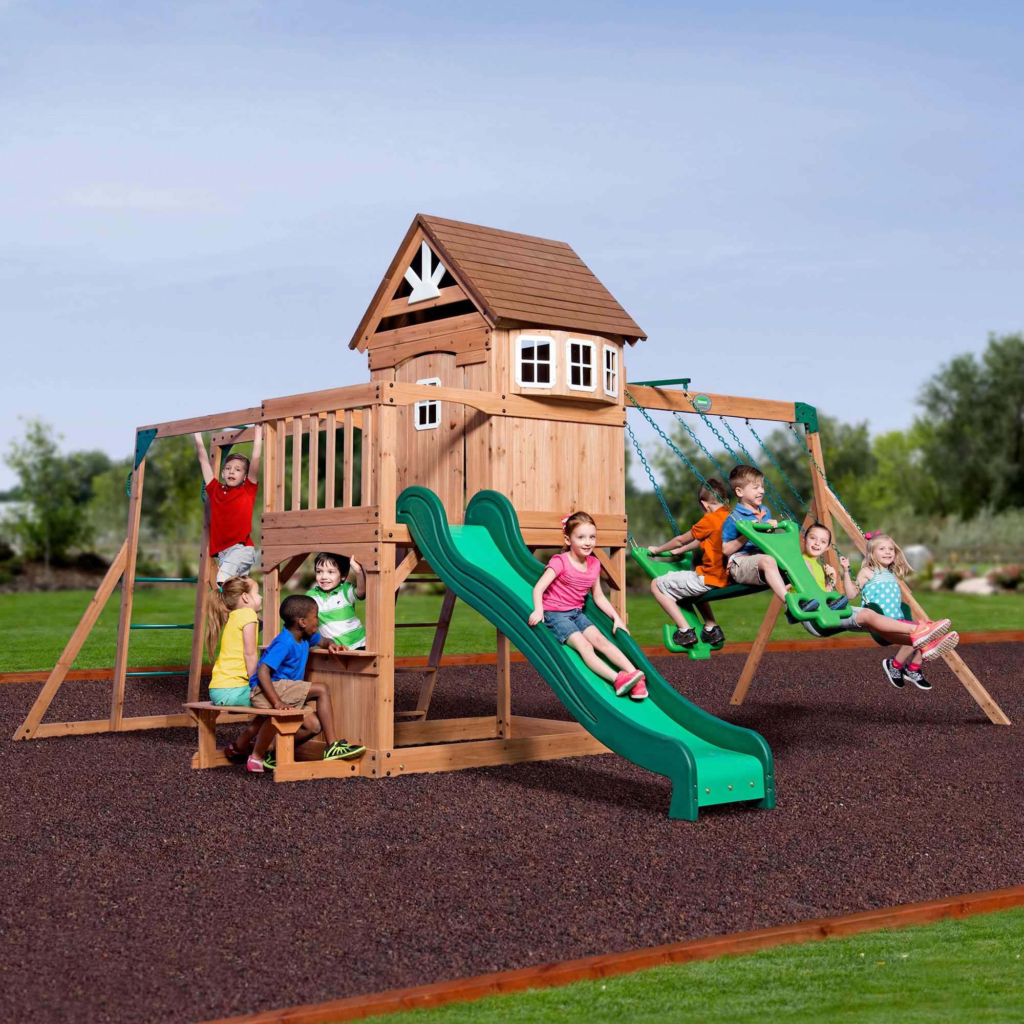 Walmart Backyard Discovery Swing Set
 Backyard Discovery Montpelier Cedar Wooden Swing Set