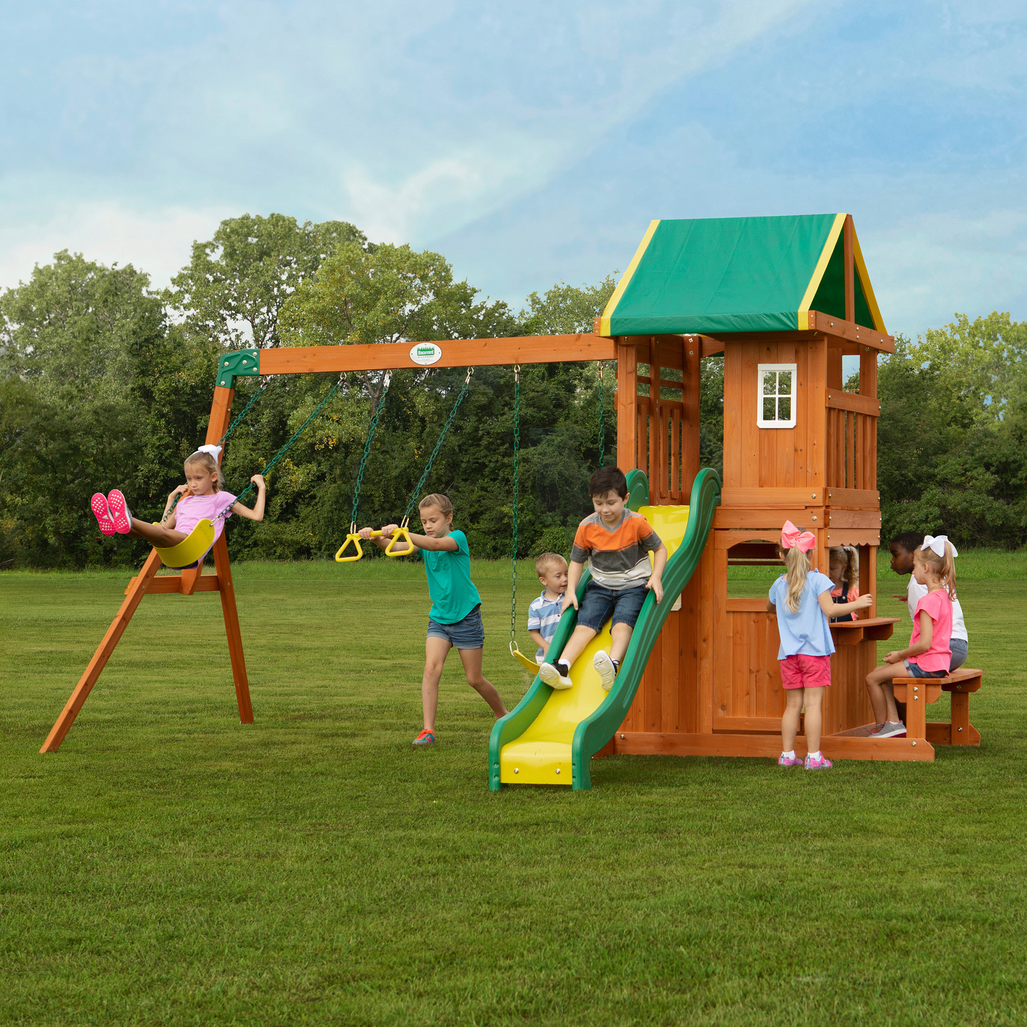 Walmart Backyard Discovery Swing Set
 Backyard Discovery Oakmont Cedar Wooden Swing Set