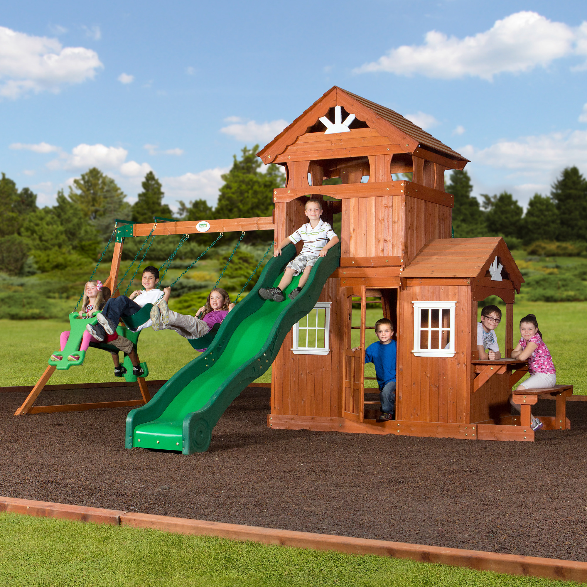 Walmart Backyard Discovery Swing Set
 Backyard Discovery Shenandoah Cedar Wood Swing Set