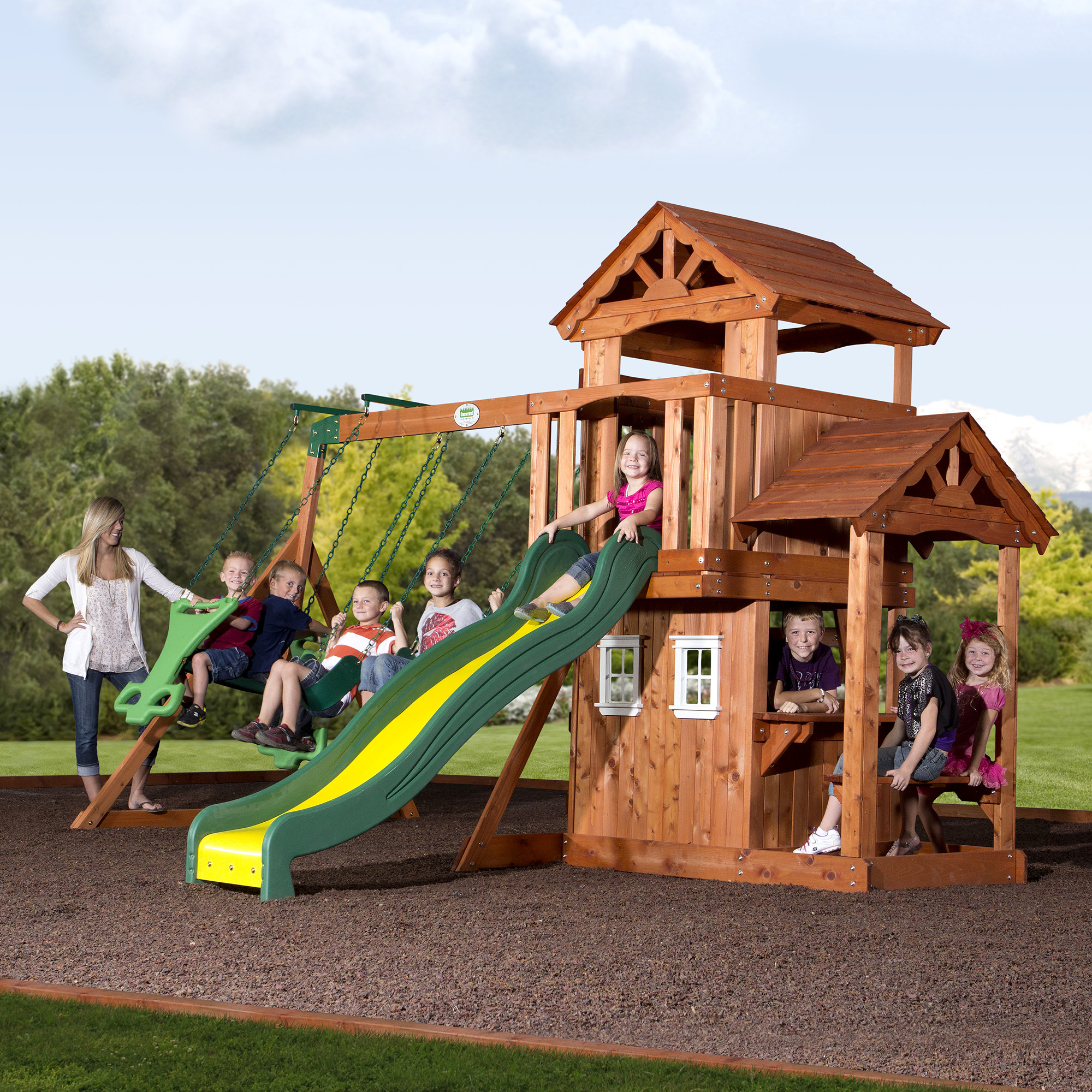 Walmart Backyard Discovery Swing Set
 Backyard Discovery Tanglewood Cedar Wooden Swing Set