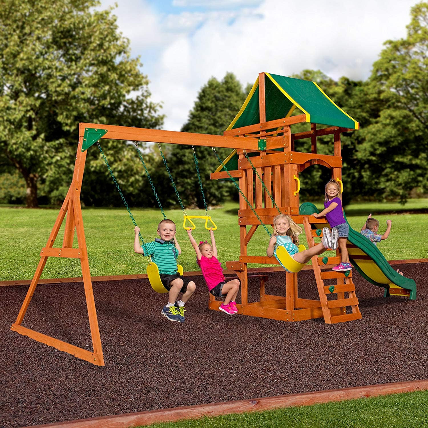 Walmart Backyard Discovery Swing Set
 Backyard Discovery Tucson Cedar Wooden Swing Set Walmart