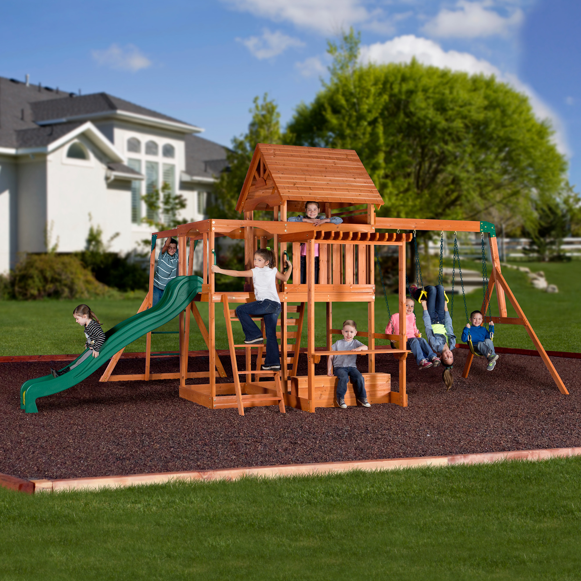 Walmart Backyard Discovery Swing Set
 Backyard Discovery Monticello Cedar Swing Set Walmart