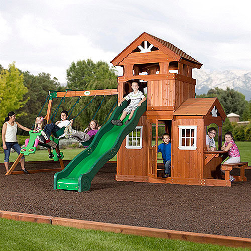 Walmart Backyard Discovery Swing Set
 Backyard Discovery Peninsula Wooden Swing Set Walmart