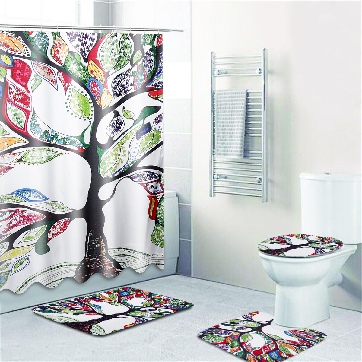 Walmart Bathroom Shower Curtain Sets
 Shower Curtain Bath Mat Toilet Cover Pedestal Rug Sets