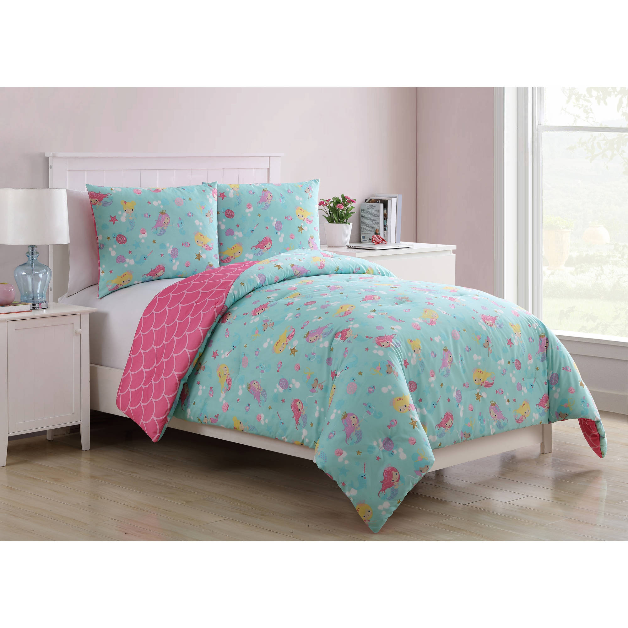 Walmart Bedroom Sets For Kids
 VCNY Home Aqua Pink Mermaid Princess 2 3 piece Reversible