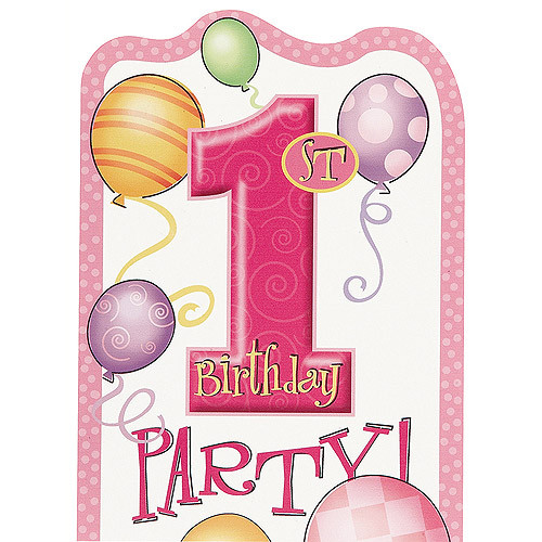 Walmart Birthday Party Invitations
 Pink First Birthday Invitations 8pk Walmart