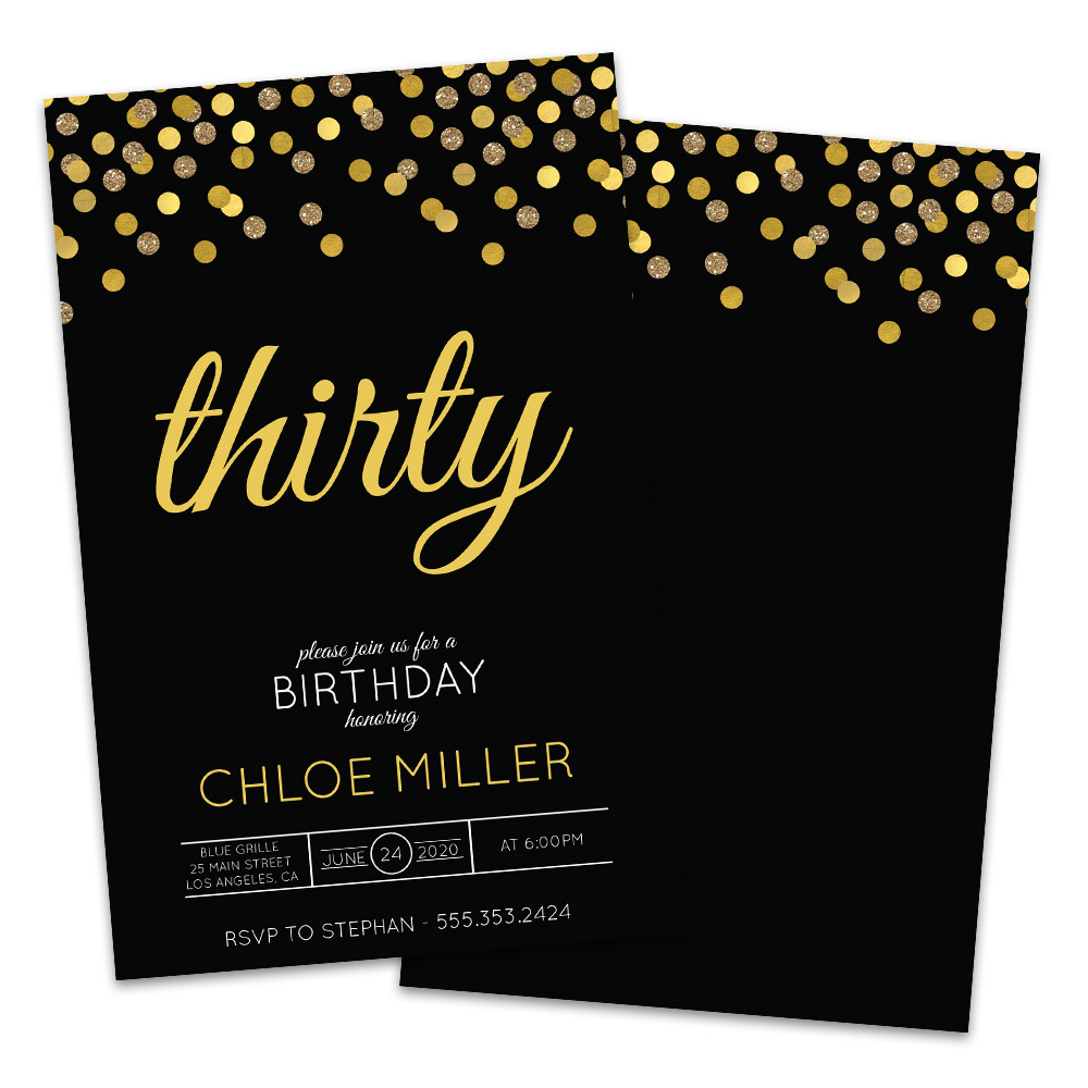 Walmart Birthday Party Invitations
 Personalized Golden Dots Adult Birthday Party Invitation