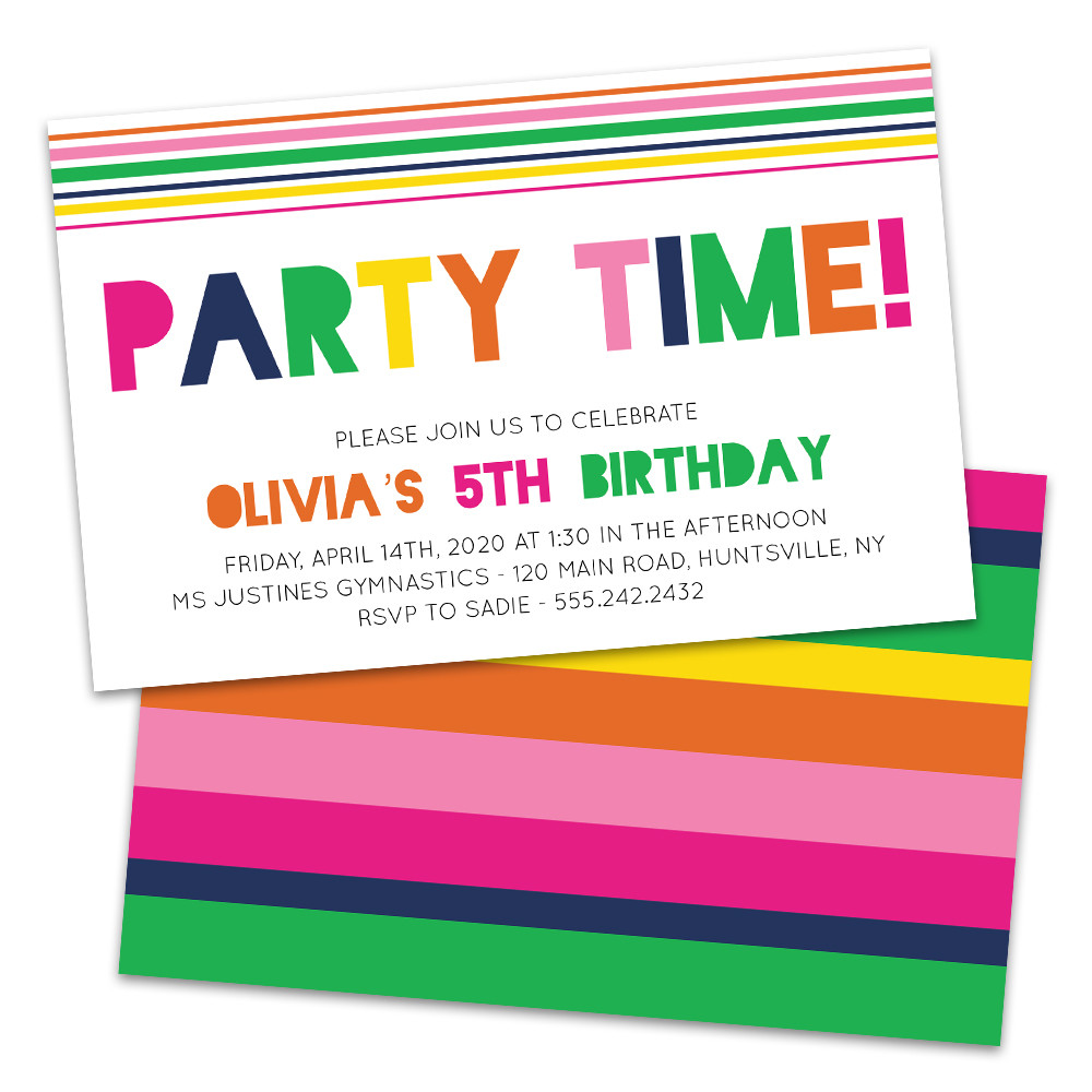 Walmart Birthday Party Invitations
 Personalized Rainbow Colored Party Time Birthday Party