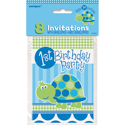 Walmart Birthday Party Invitations
 First Birthday Turtle Invitations 8pk Walmart