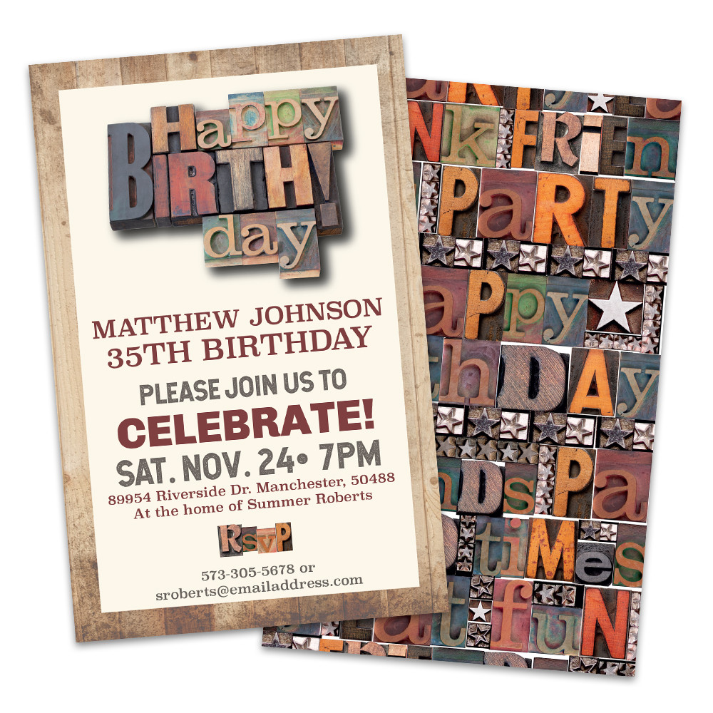 Walmart Birthday Party Invitations
 Personalized Letterpress Adult Birthday Party Invitation