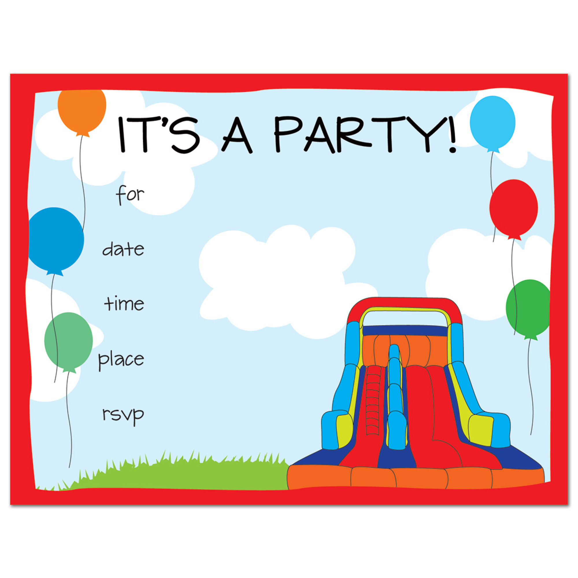 Walmart Birthday Party Invitations
 Bounce House Fill in Kids Birthday Party Invitations and