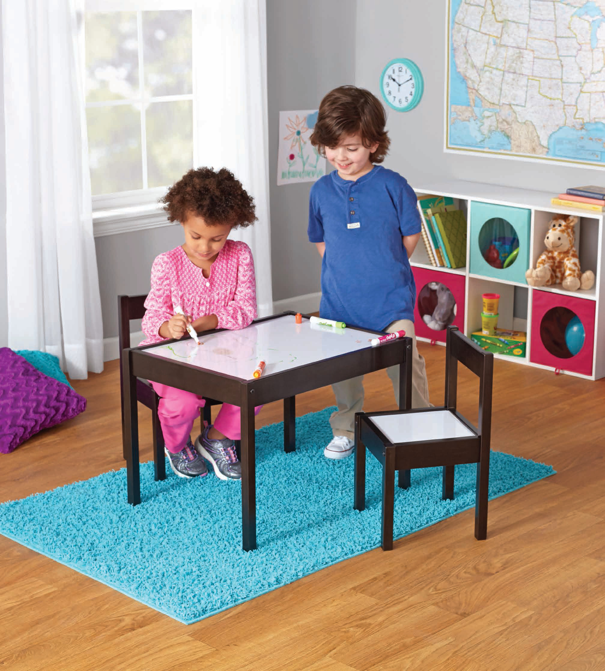 Walmart Kids Table
 Your Zone Kids 3 Piece Dry Erase Table and Chairs Set