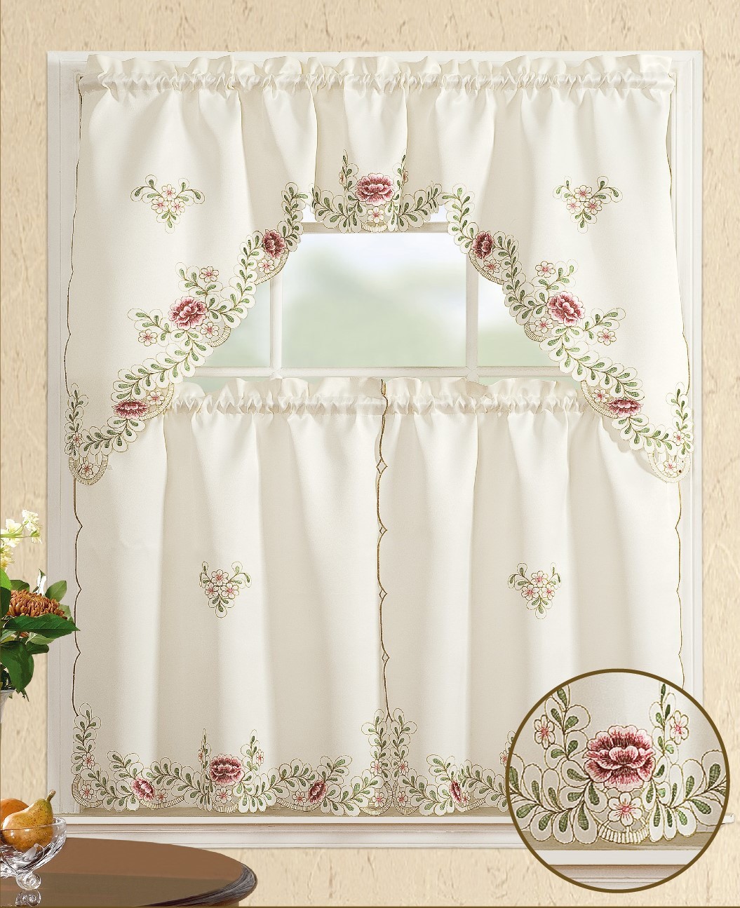 Walmart Kitchen Curtains Valances
 All American Collection Modern Embroidered 3pc Kitchen