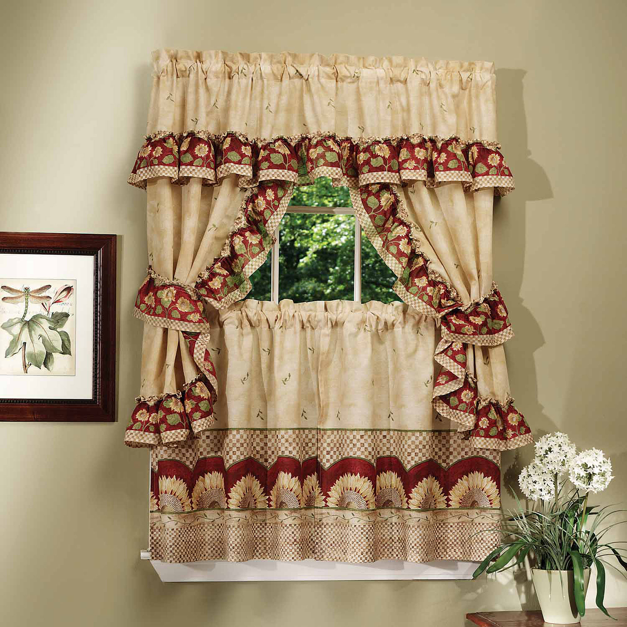 Walmart Kitchen Curtains Valances
 Sunflower 5 Pc plete Kitchen Curtain Tier & Swag Set