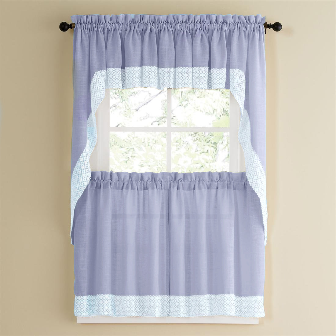 Walmart Kitchen Curtains Valances
 Salem Kitchen Window Curtain 36" Tiers Swags & Valance Set