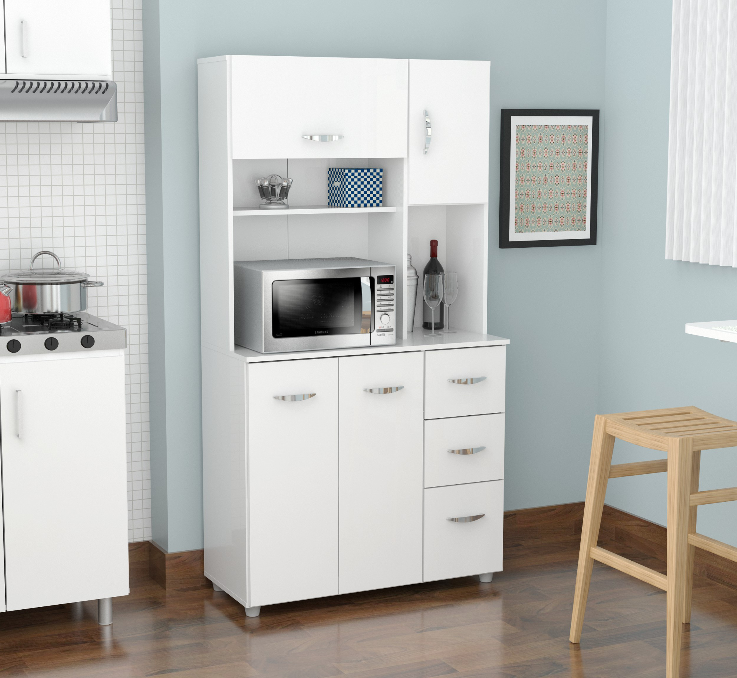 Walmart Kitchen Storage Cabinets
 Inval 4 door Laminate Microwave Kitchen Cabinet Laricina