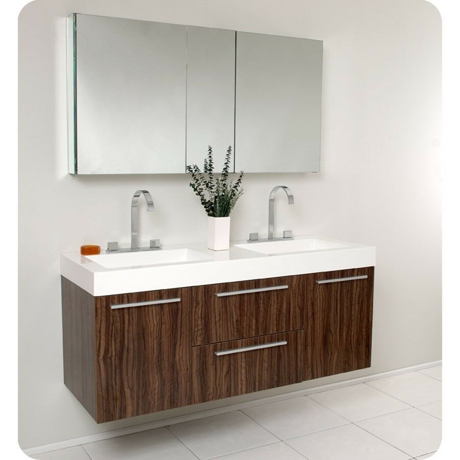 Walnut Bathroom Cabinet
 Fresca Opulento Walnut Modern Double Sink Bathroom Vanity