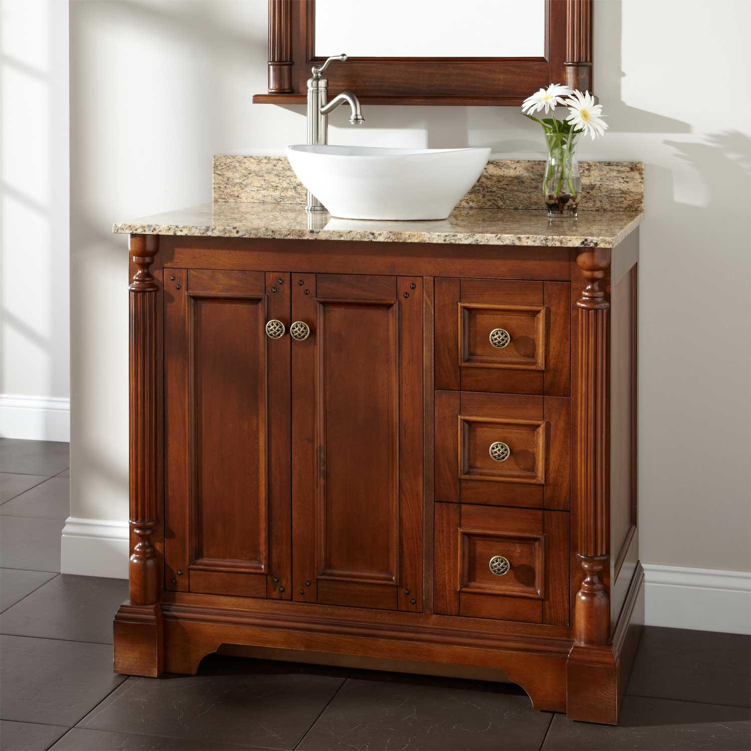 Walnut Bathroom Cabinet
 30" Reese Walnut Vessel Sink Vanity Bathroom