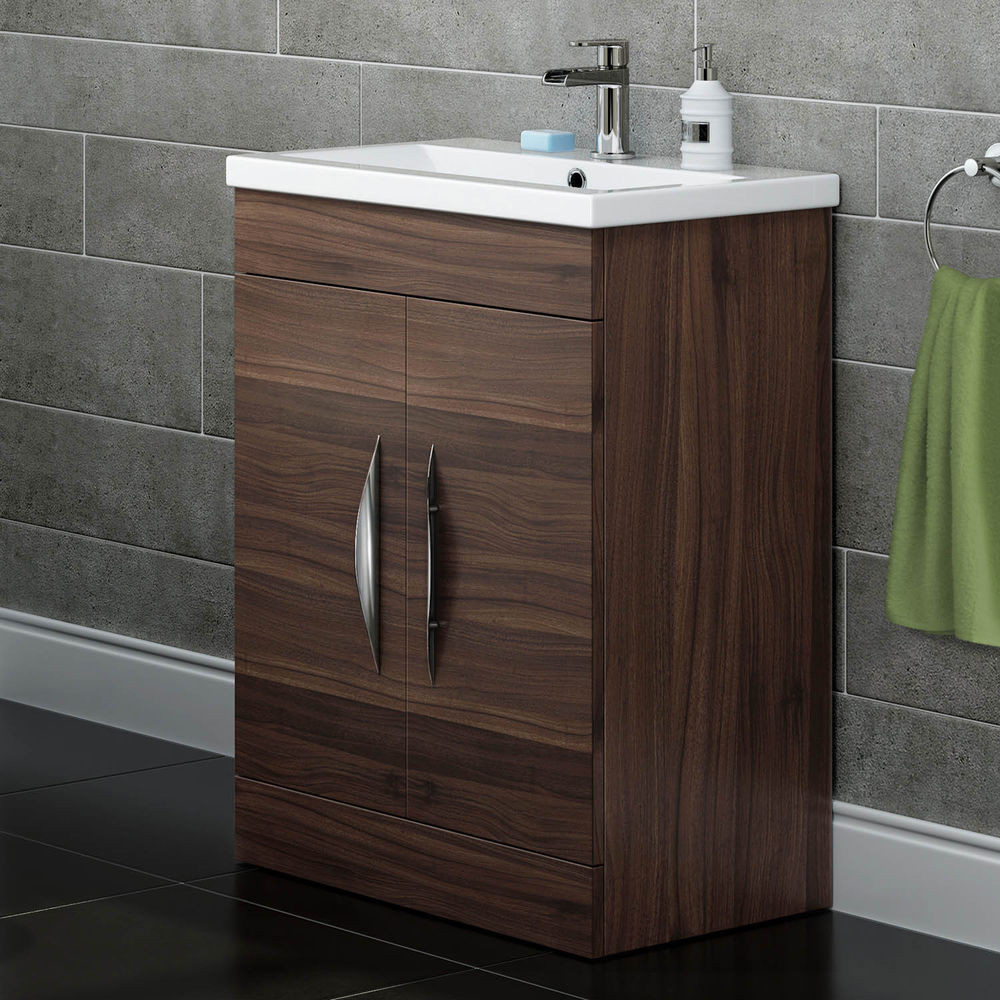 Walnut Bathroom Cabinet
 Modern Bathroom Walnut Storage Furniture Cabinet & Ceramic