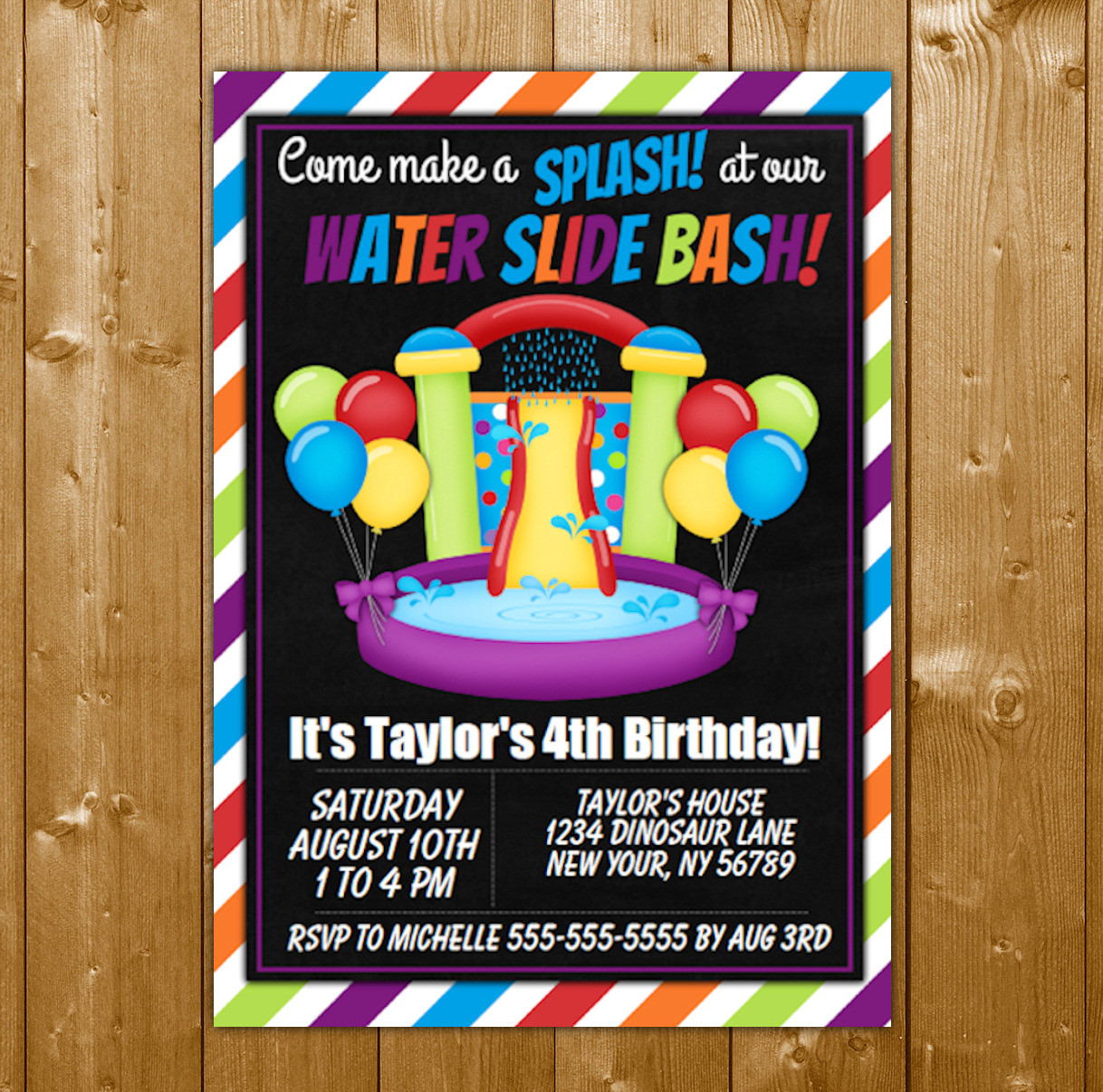 Water Birthday Party
 Water Slide Party Invitation Printable Digital Download