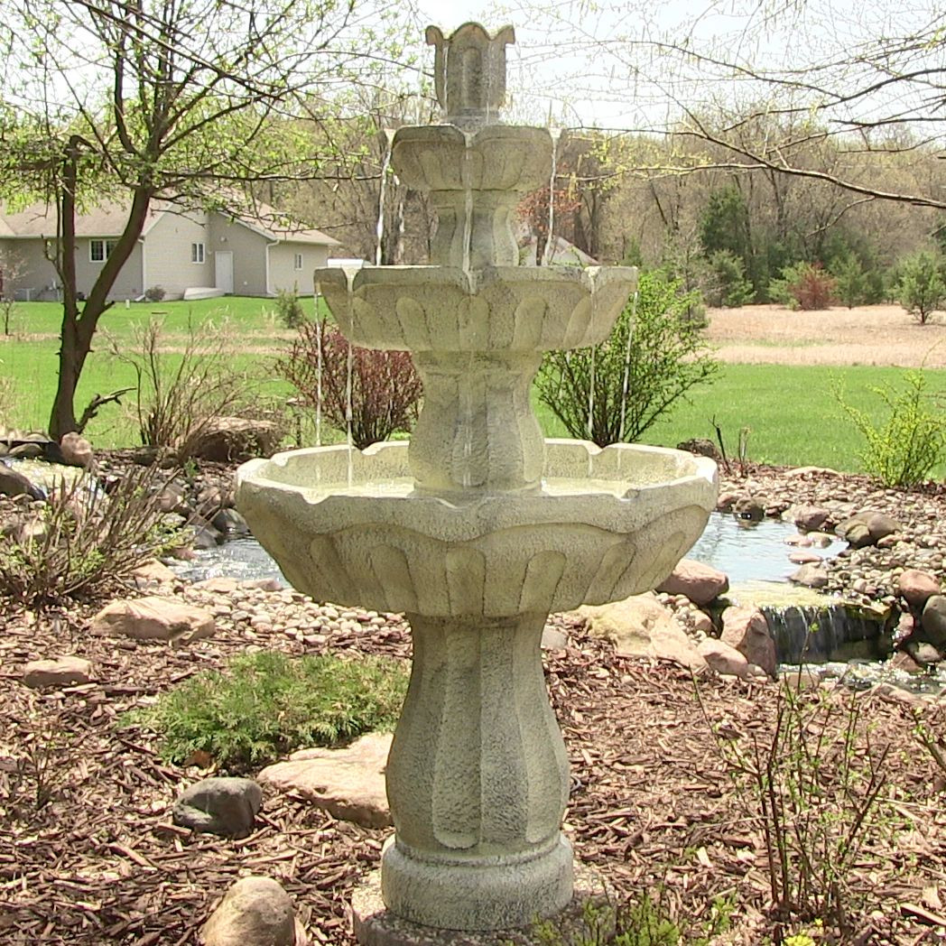 Water Fountain Backyard
 Fluted 3 Tier Water Fountain by Sunnydaze for Outdoors or