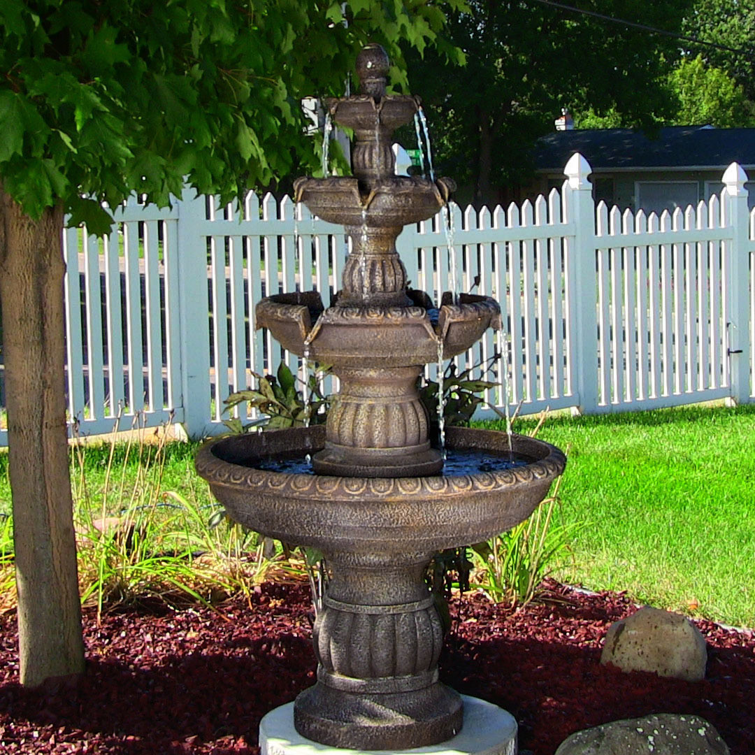 Water Fountain Backyard
 Sunnydaze Mediterranean 4 Tiered Outdoor Water Fountain