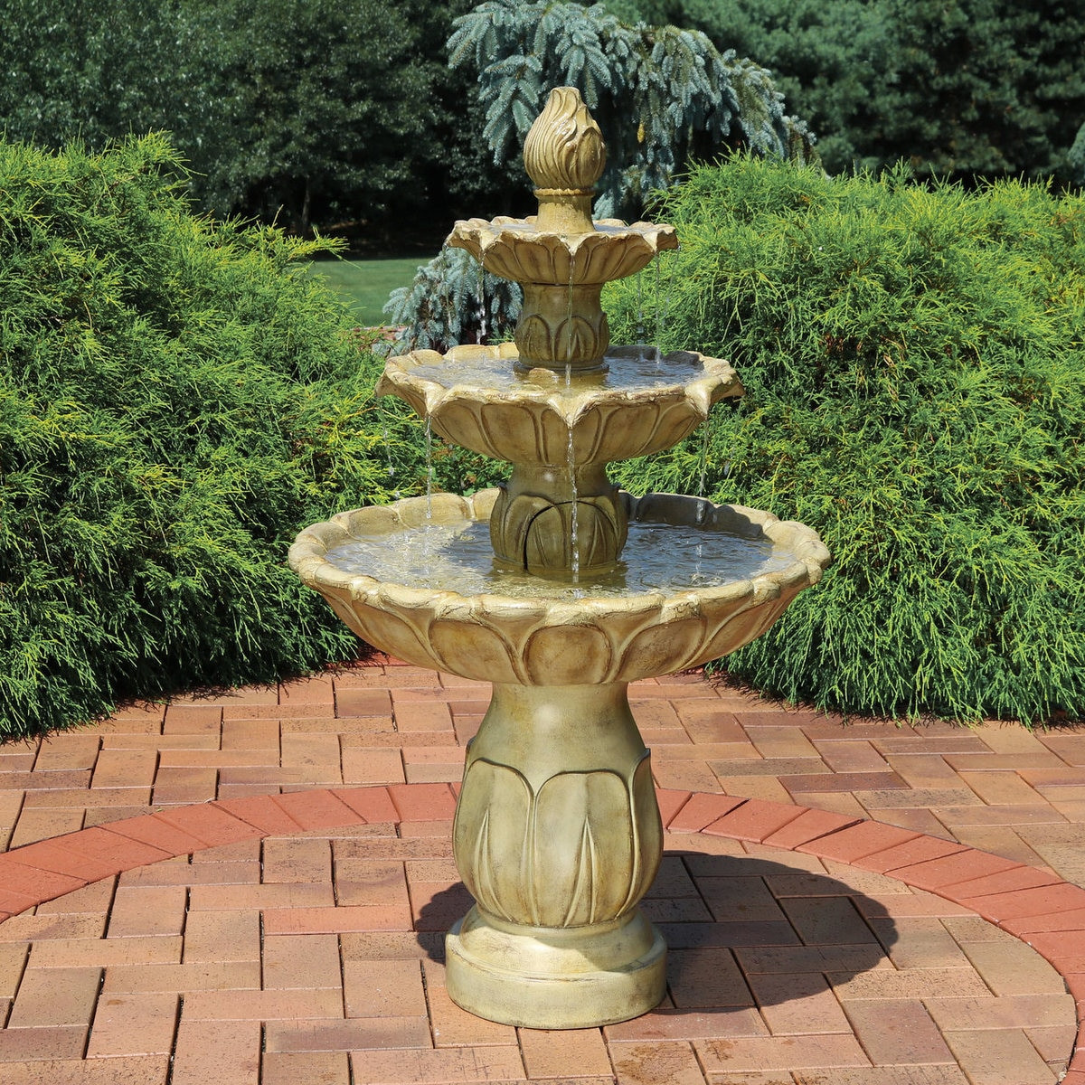Water Fountain Landscape
 Sunnydaze Tulip 3 Tier Outdoor Water Fountain – 46”