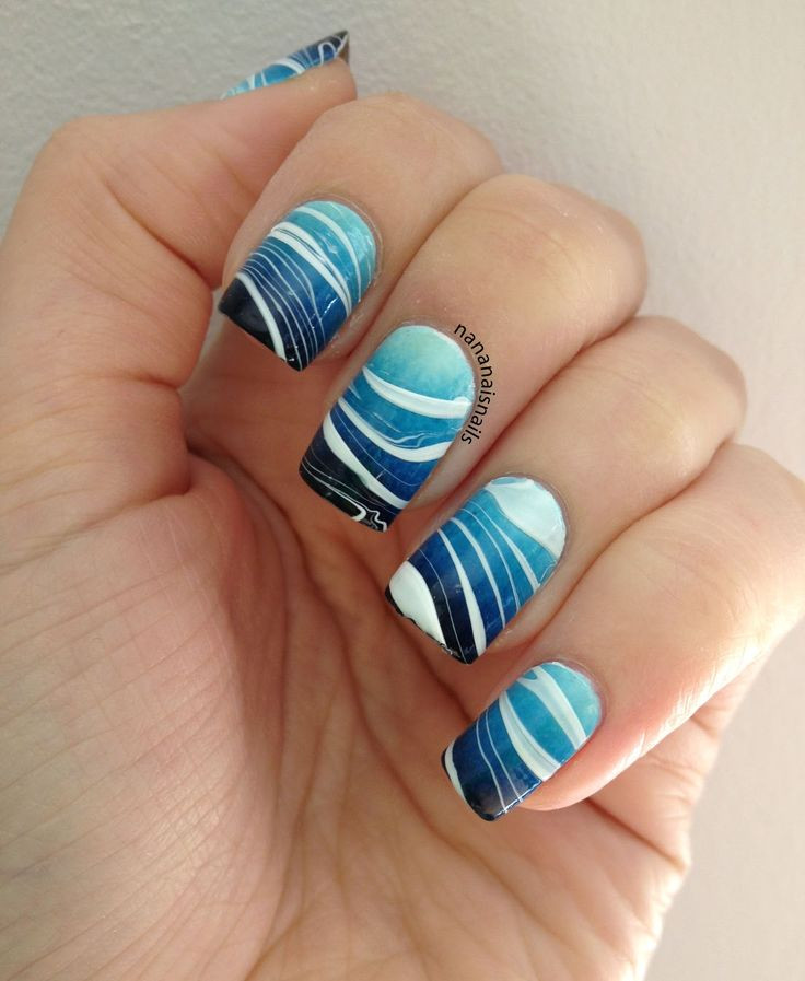 Water Marble Nail Art Design
 5 Cute and Dainty Nail Art Designs with a White Base