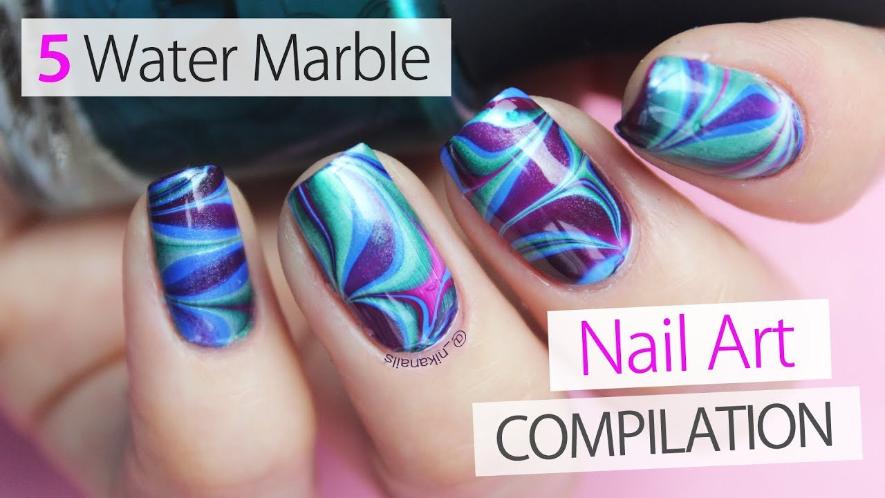 Water Marble Nail Art Design
 5 Easy Water Marble Nail Art pilation 2018