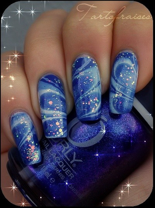 Water Marble Nail Art Design
 52 Most Stylish Blue Nail Art Ideas