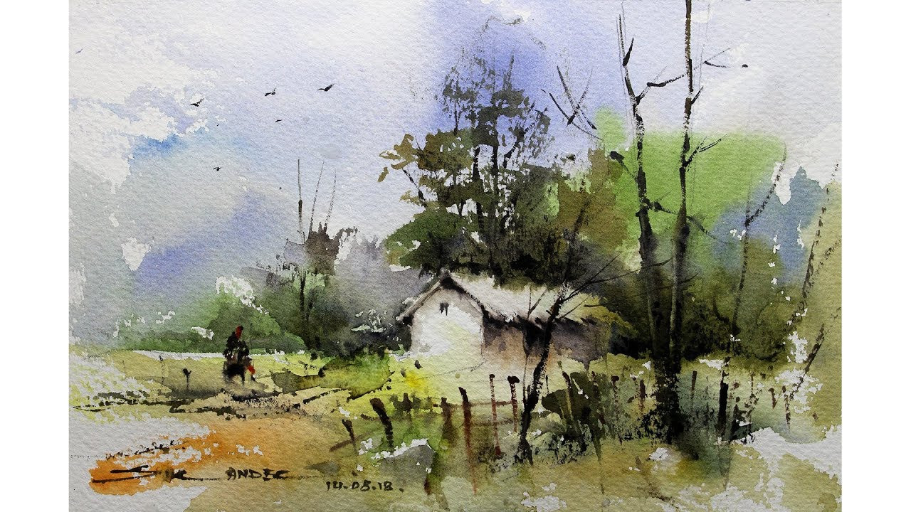 Watercolor Landscape Painting
 easy watercolor landscape painting by sikander singh