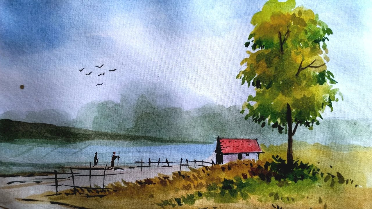 Watercolor Painting Landscape
 How to paint a simple landscape in watercolor