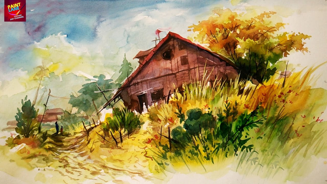 Watercolor Painting Landscape
 How To Paint A Simple Landscape With Easy Strokes