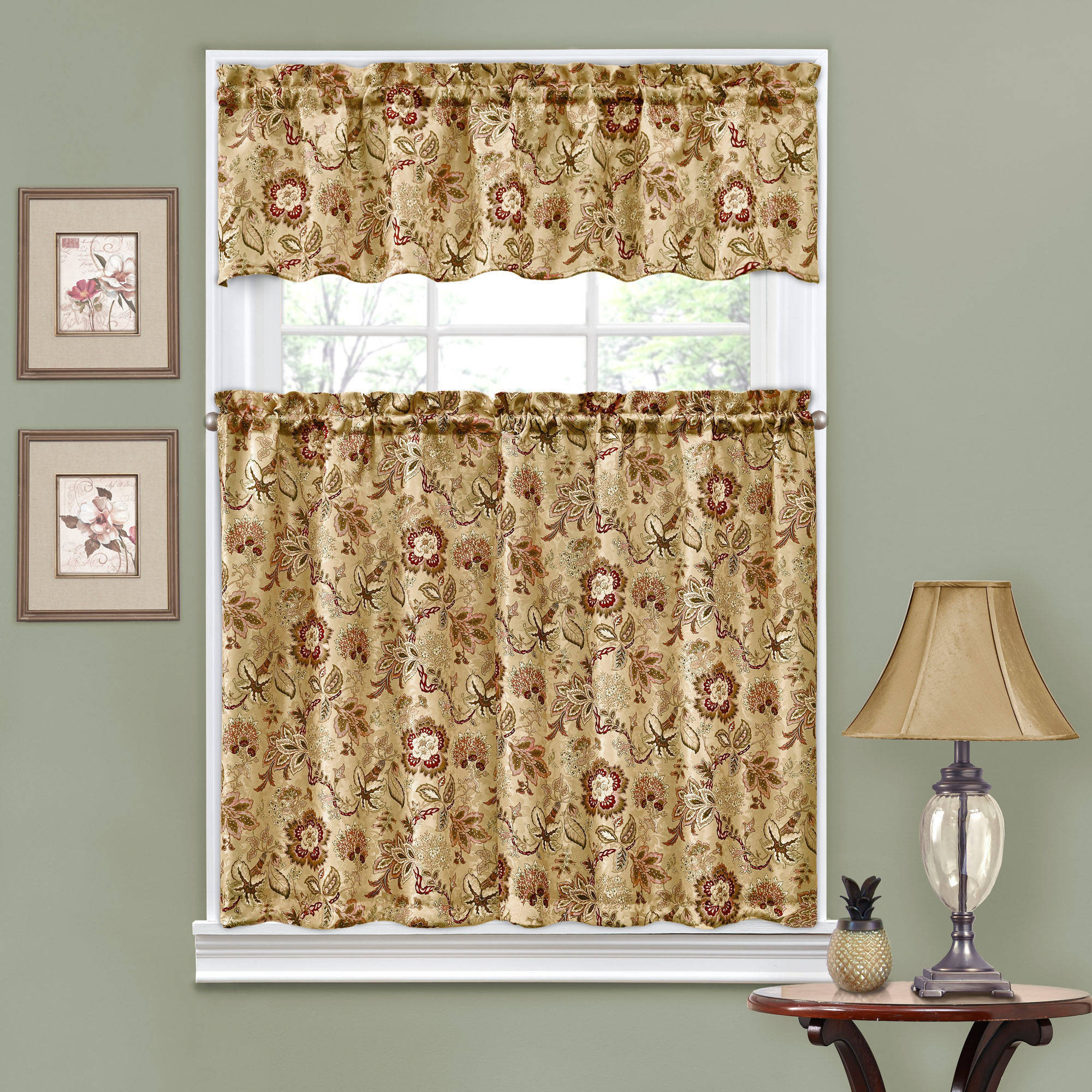 Waverly Kitchen Curtains
 Traditions by Waverly Navarra Floral Kitchen Curtain and