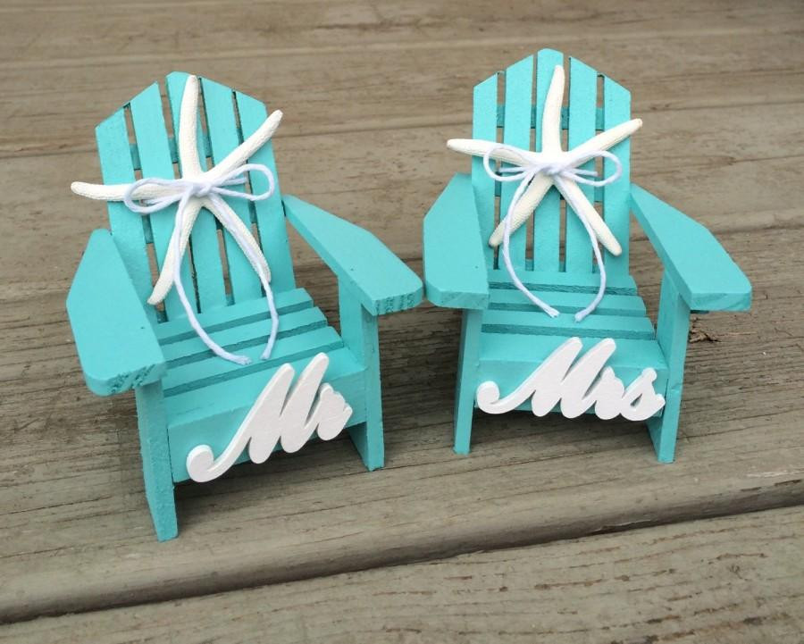 Wedding Cake Toppers Beach Theme
 Beach Wedding Cake Topper Mini Adirondack Chairs Beach