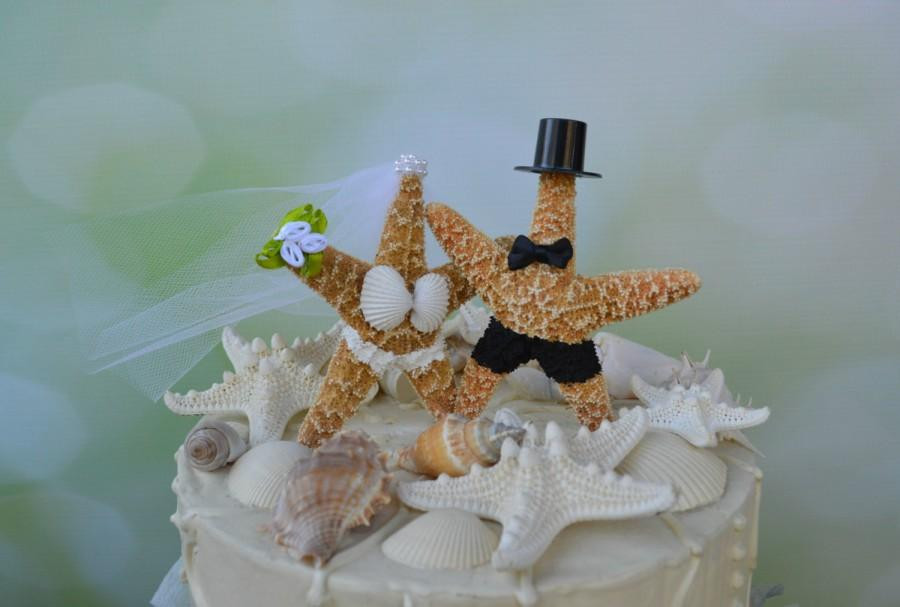 Wedding Cake Toppers Beach Theme
 Star Fish Bride And Groom Wedding Cake Topper Formal Beach