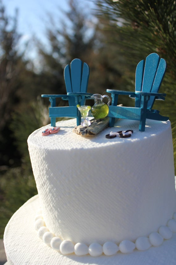 Wedding Cake Toppers Beach Theme
 Beach Theme Wedding Cake Topper by LandscapesNMiniature on
