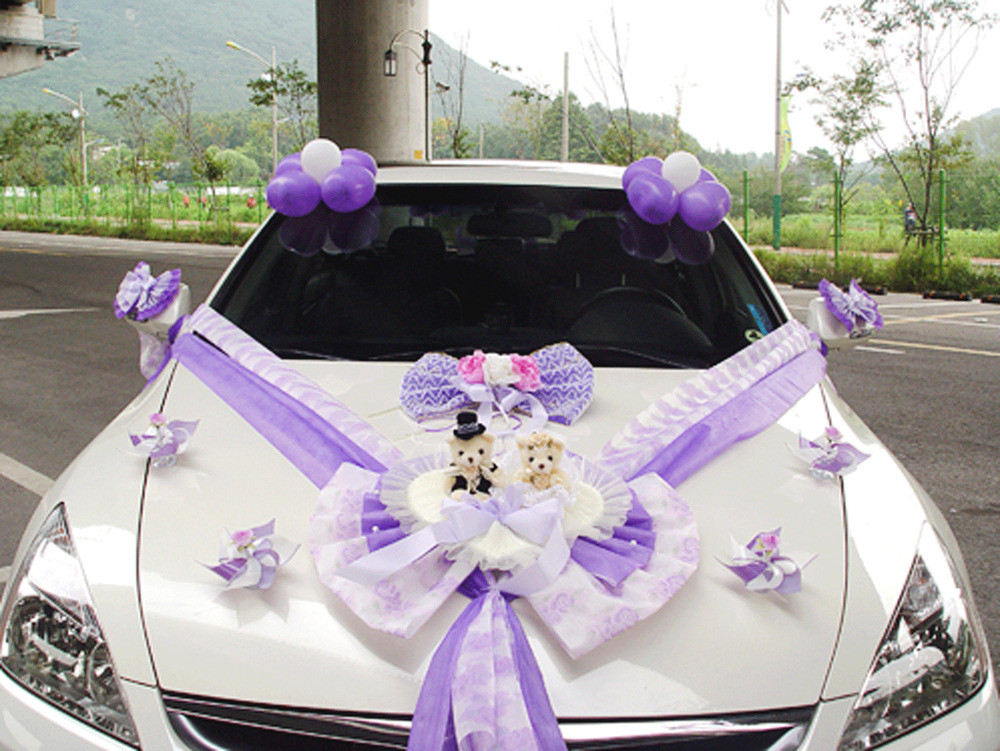 Wedding Car Decoration Kit
 Wedding Car Decorations kit Purple Teddy bear Dolls Ribbon