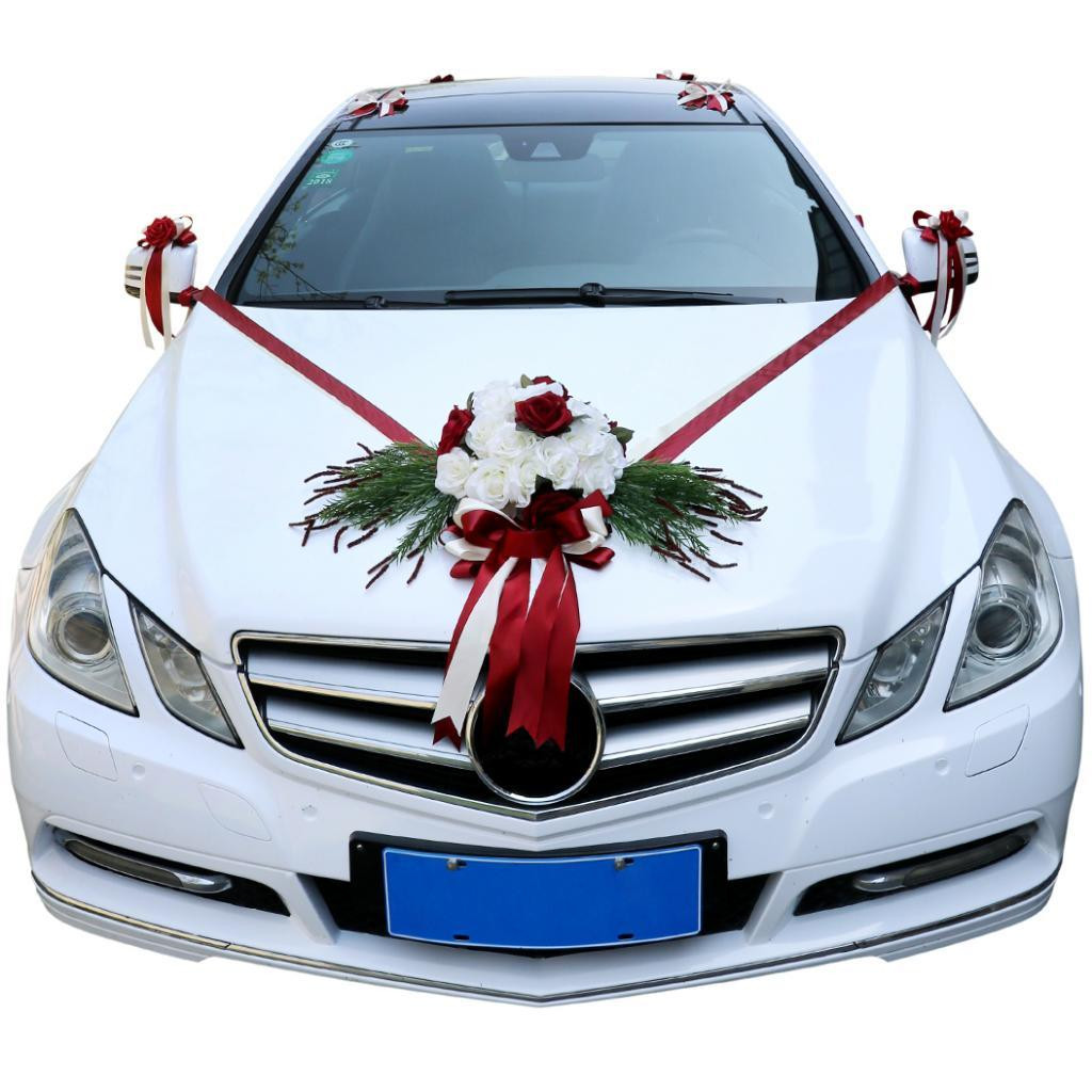 Wedding Car Decoration Kit
 Romantic Wedding Car Decorations Kit DIY Artificial Silk