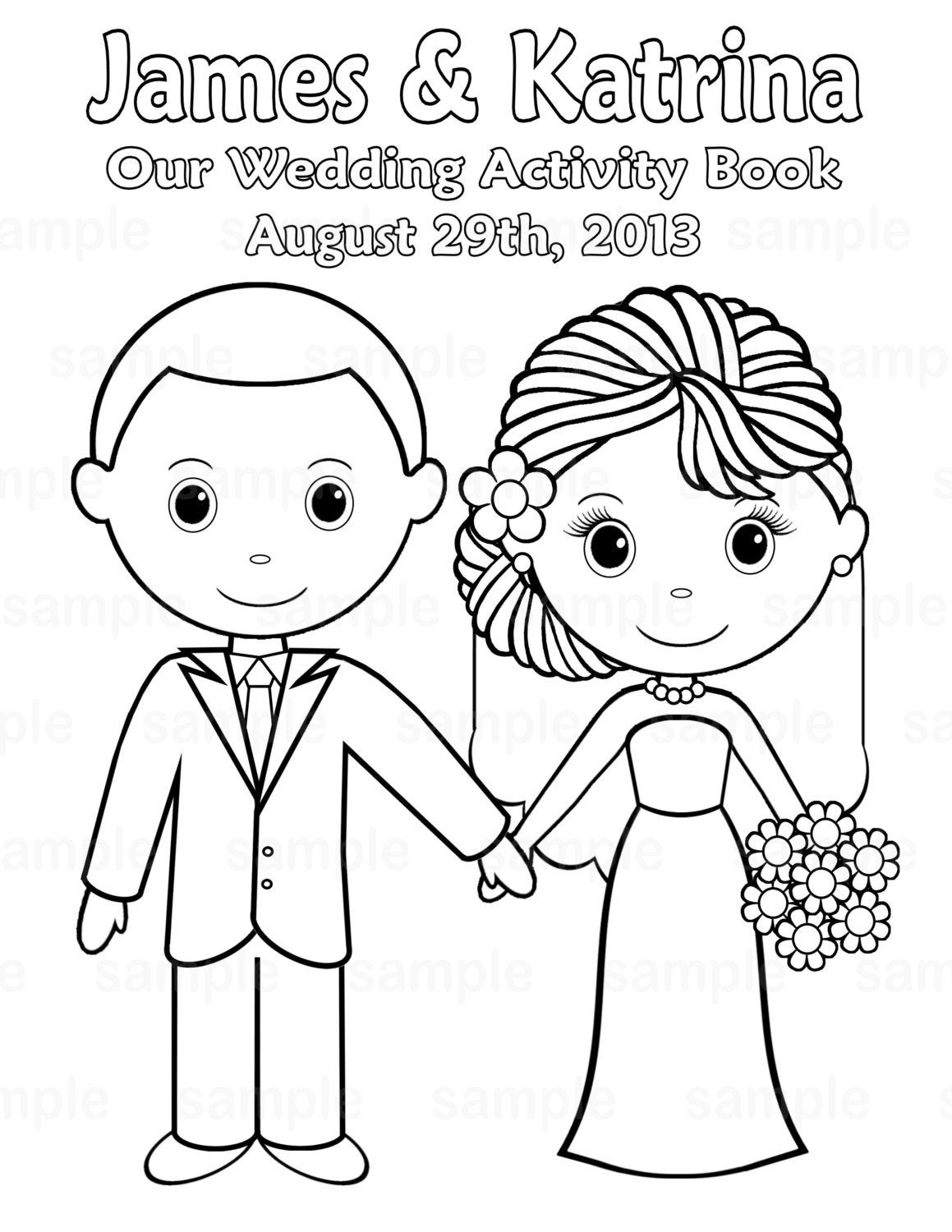 Wedding Coloring Books
 Printable Personalized Wedding coloring activity by