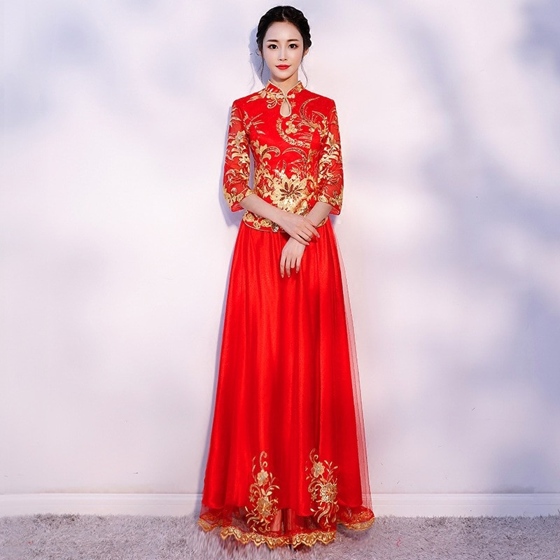 Wedding Dress From China
 New Arrival Cheongsam Embroidery Qipao Women Dress Evening