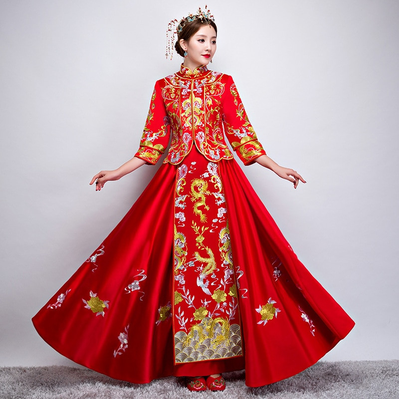 Wedding Dress From China
 Red Traditional Chinese Gown Wedding Dress 2019 New Woman