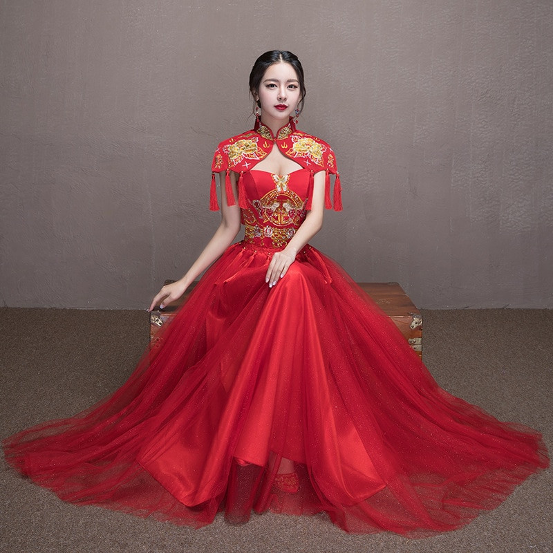 Wedding Dress From China
 Women Phoenix Embroidery Bride Modern Chinese Wedding
