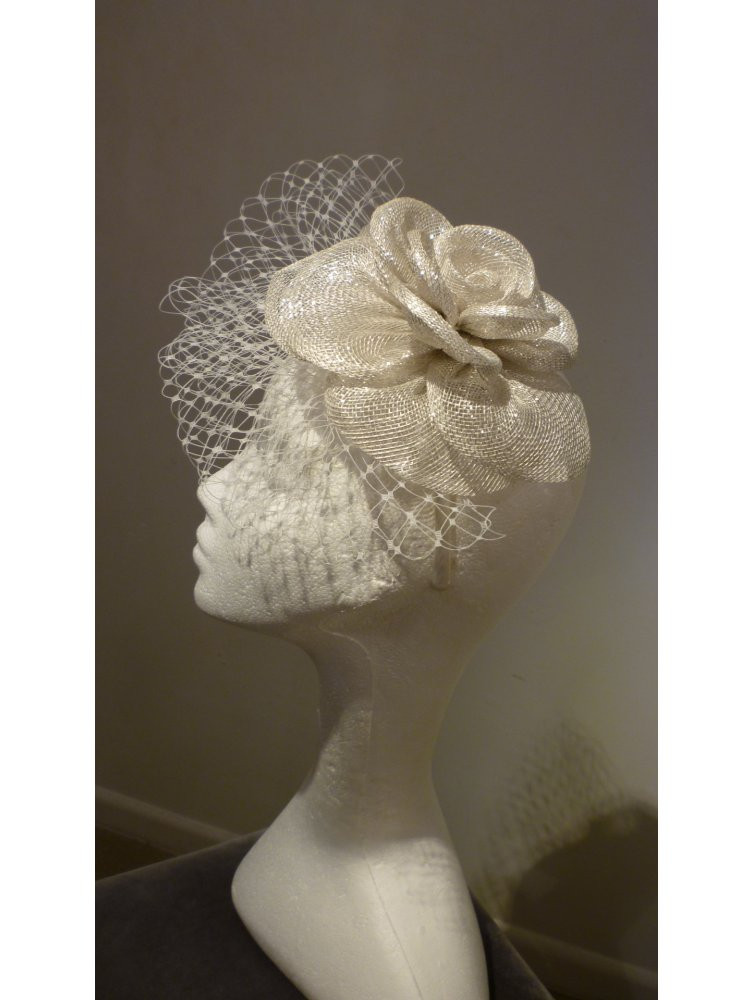 Wedding Fascinators With Veil
 Wedding Fascinator Silver with Veil