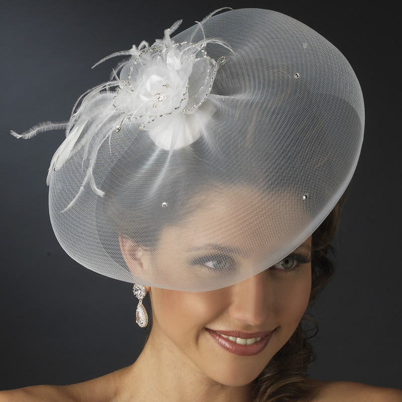 Wedding Fascinators With Veil
 Feather Fascinator and Wedding Hat Veil Elegant Bridal