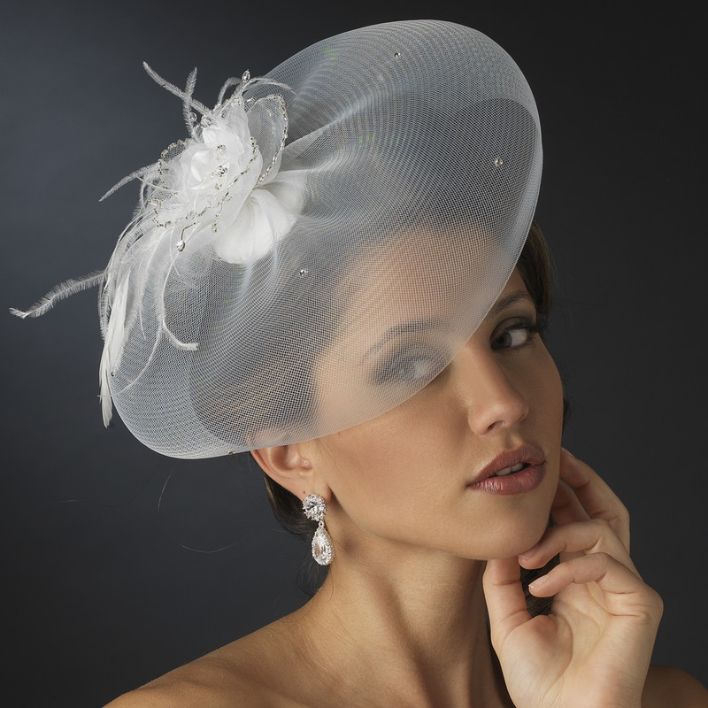 Wedding Fascinators With Veil
 Feather Fascinator and Wedding Hat Veil Elegant Bridal