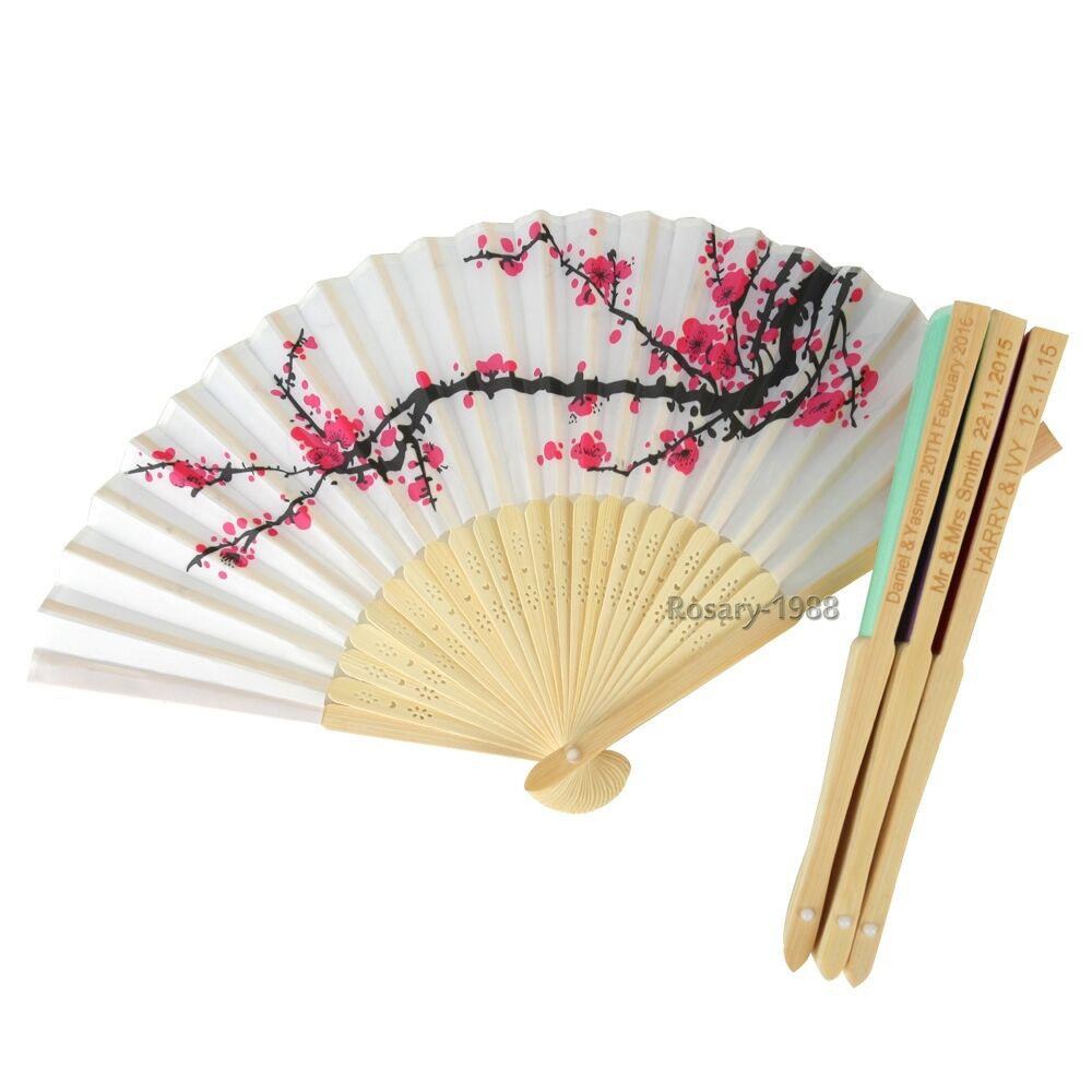 Wedding Favor Fans
 Personalised Chinese Bamboo Silk Fans Plum Folding Hand