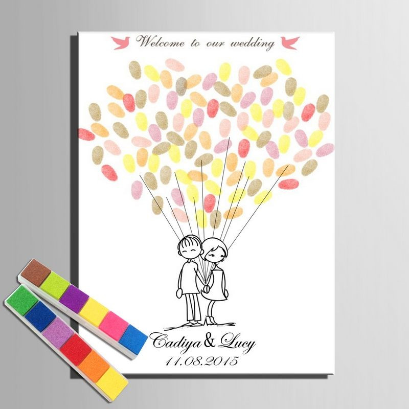 Wedding Guest Book Hong Kong
 Personalized Fingerprint Signature Canvas Lover s Balloons